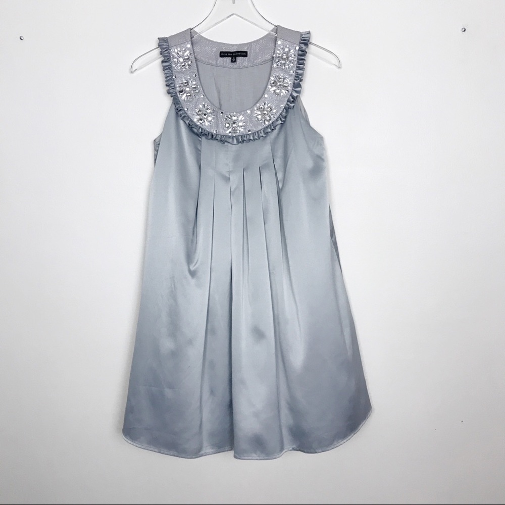 Miss Me Collection Silver Beaded Swing Dress Sz S